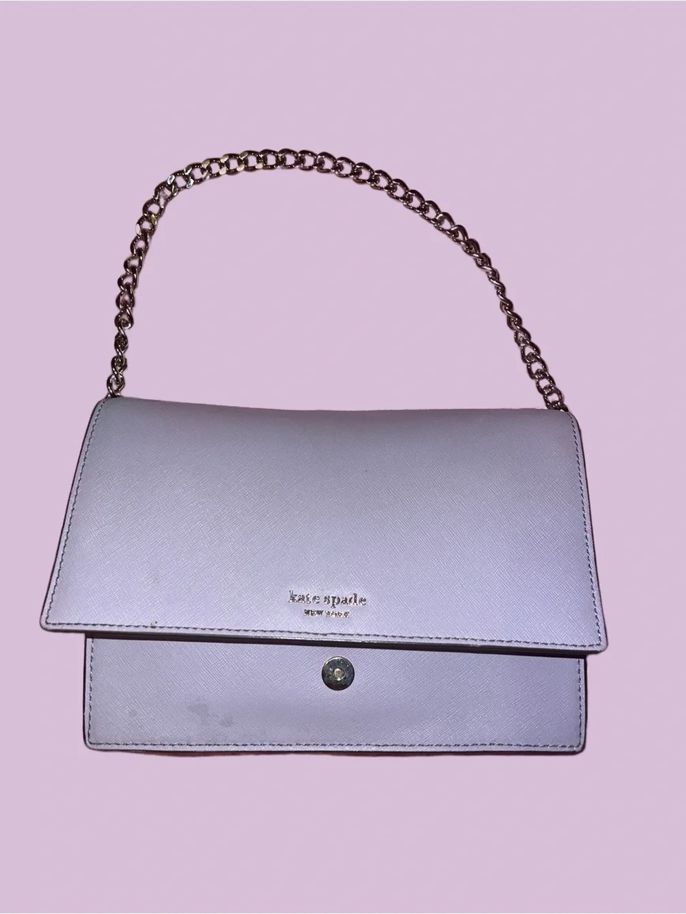 kate spade Lilac Leather Shoulder Bag with Gold Chain